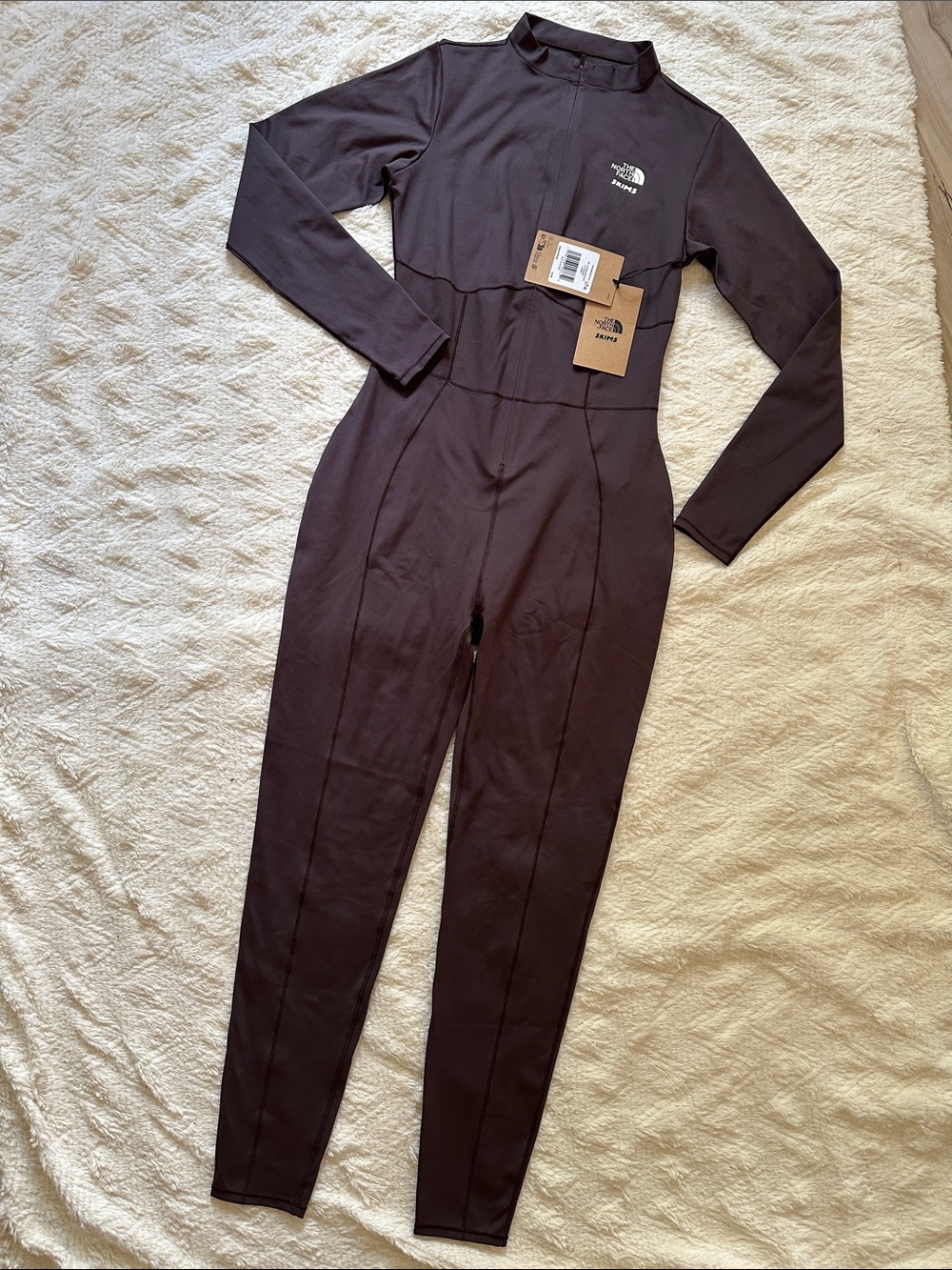 The North Face x SKIMS Women's Dark Brown Long-Sleeve Full-Length Jumpsuit